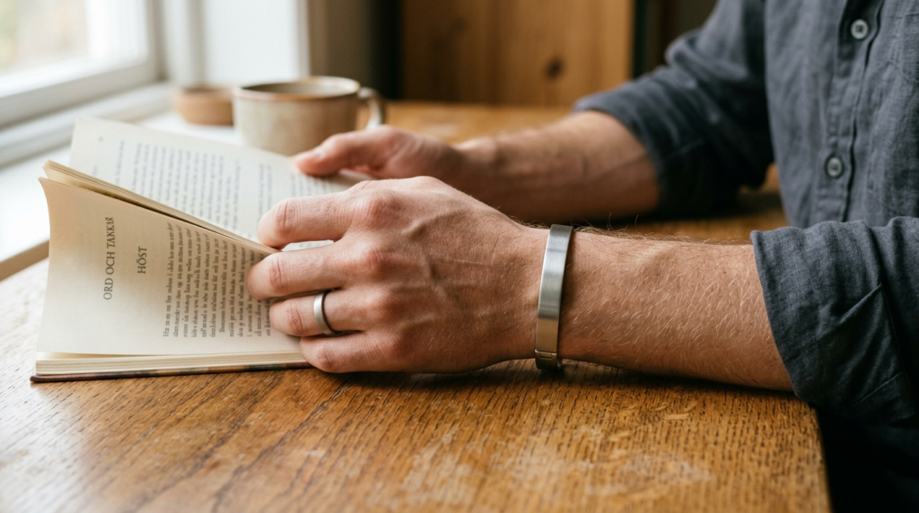 Close-up lifestyle photograph of a Scandinavian mans wrist