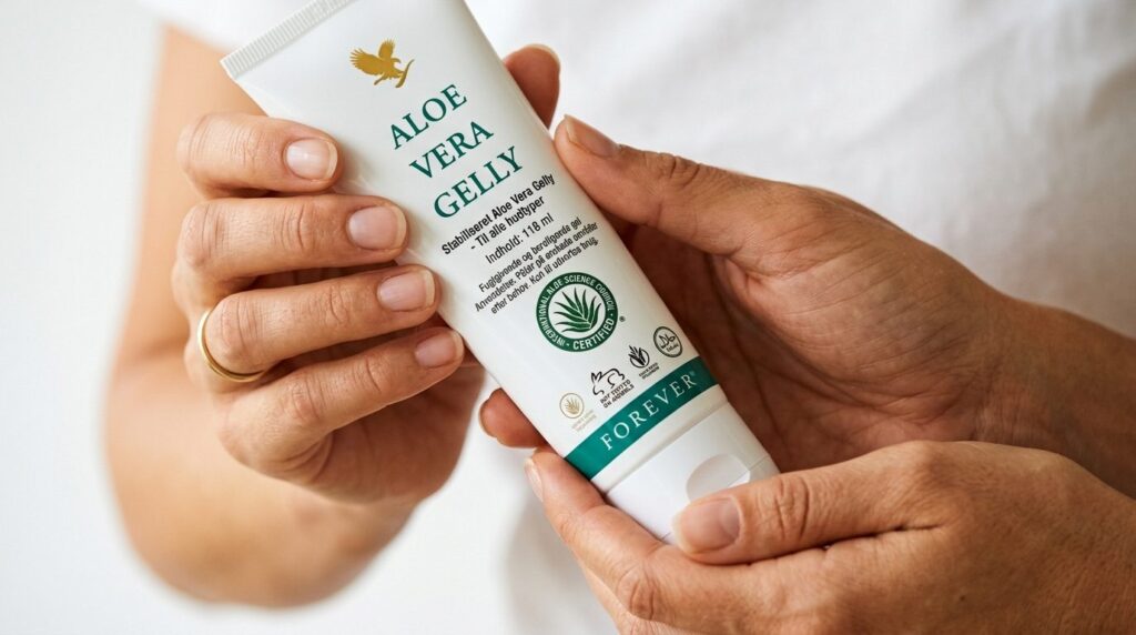 Close-up detail shot of hands holding genuine Forever Living
